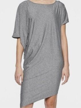 Athleta Gray Hilo Asymmetric Draped Sunlover Shirt Dress